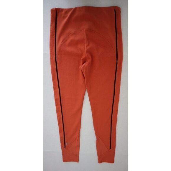 Zyia Active Women's Sz L (8-10) Orange/Black Ribbed Workout Leggings - Picture 2 of 8